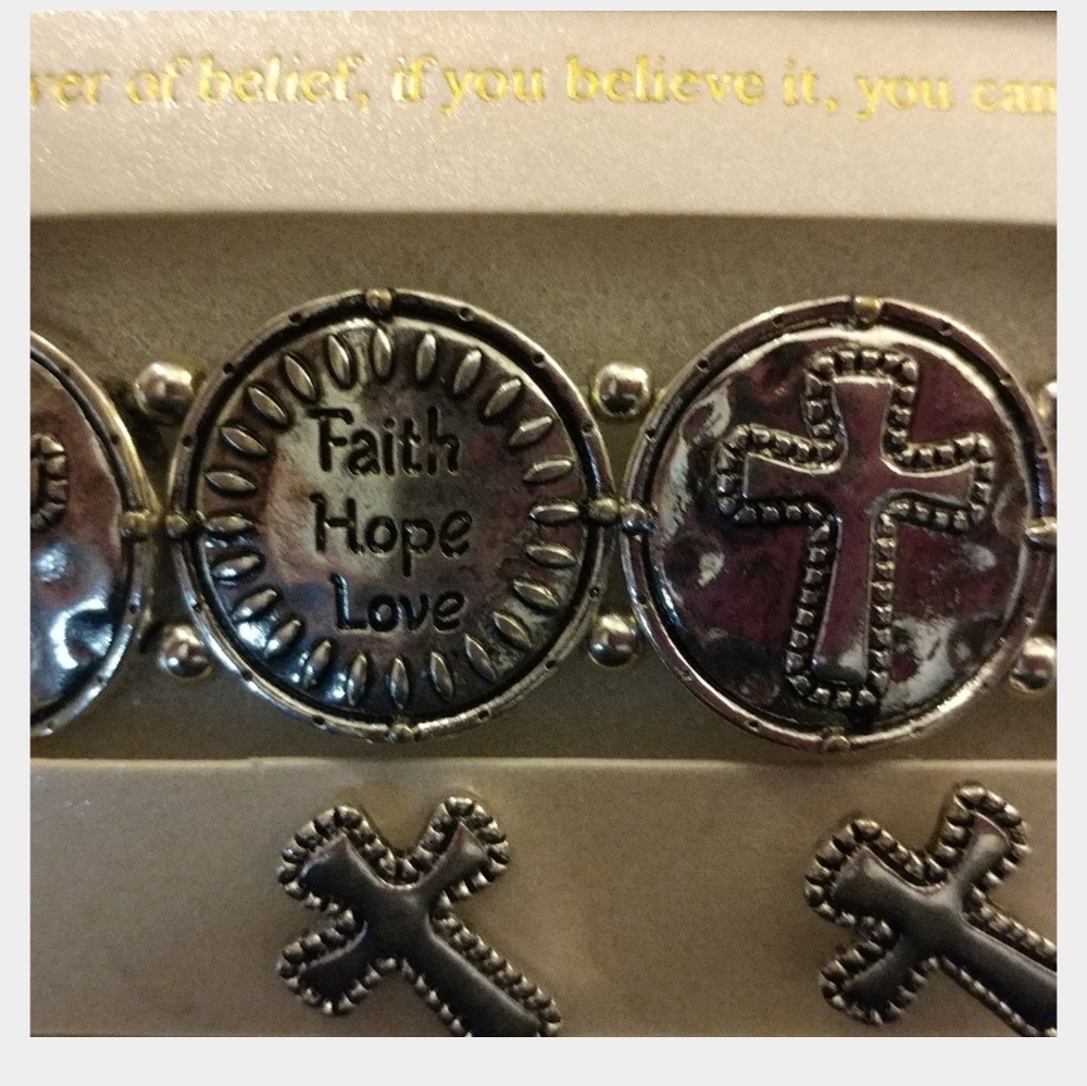 Faith, Hope, Love Bracelet and Earrings set